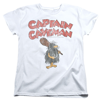 White women's t-shirt with Wacky Races Captain Caveman 2 graphic