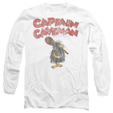 White men's long sleeve t-shirt with Wacky Races Captain Caveman 2 graphic