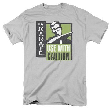 Silver men's regular fit t-shirt with Hai Karate Karate Chop graphic
