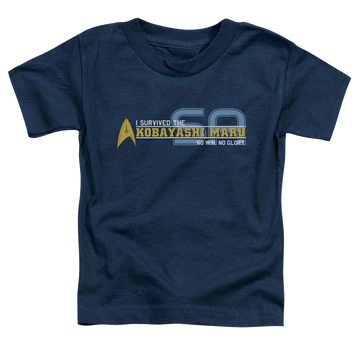 Navy kid's t-shirt for ages 4 to 7 with Star Trek The Original Series I Survived graphic