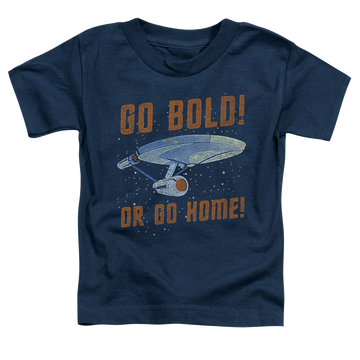 Navy kid's t-shirt for ages 4 to 7 with Star Trek The Original Series Go Bold graphic