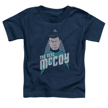 Navy kid's t-shirt for ages 4 to 7 with Star Trek The Original Series The Real Mccoy graphic