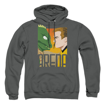 Charcoal pullover hoodie with Star Trek The Original Series Arena graphic