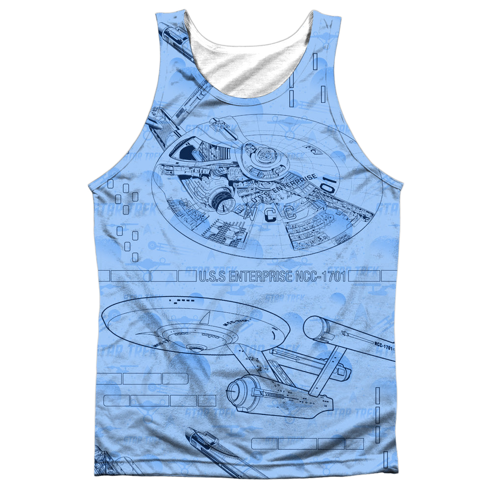 Star Trek The Original Series Blue Print - Men's All Over Print Tank Top Men's All Over Print Tank Star Trek   