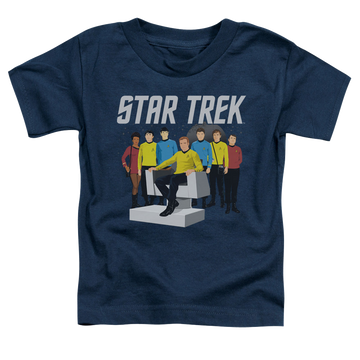 Navy kid's t-shirt for ages 4 to 7 with Star Trek The Original Series Vector Crew graphic
