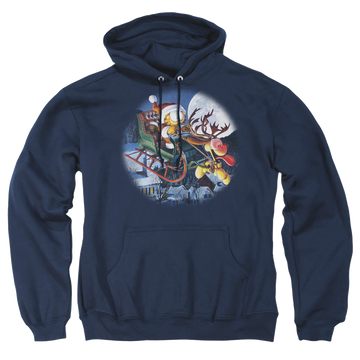 Navy pullover hoodie with Garfield Moonlight Ride graphic