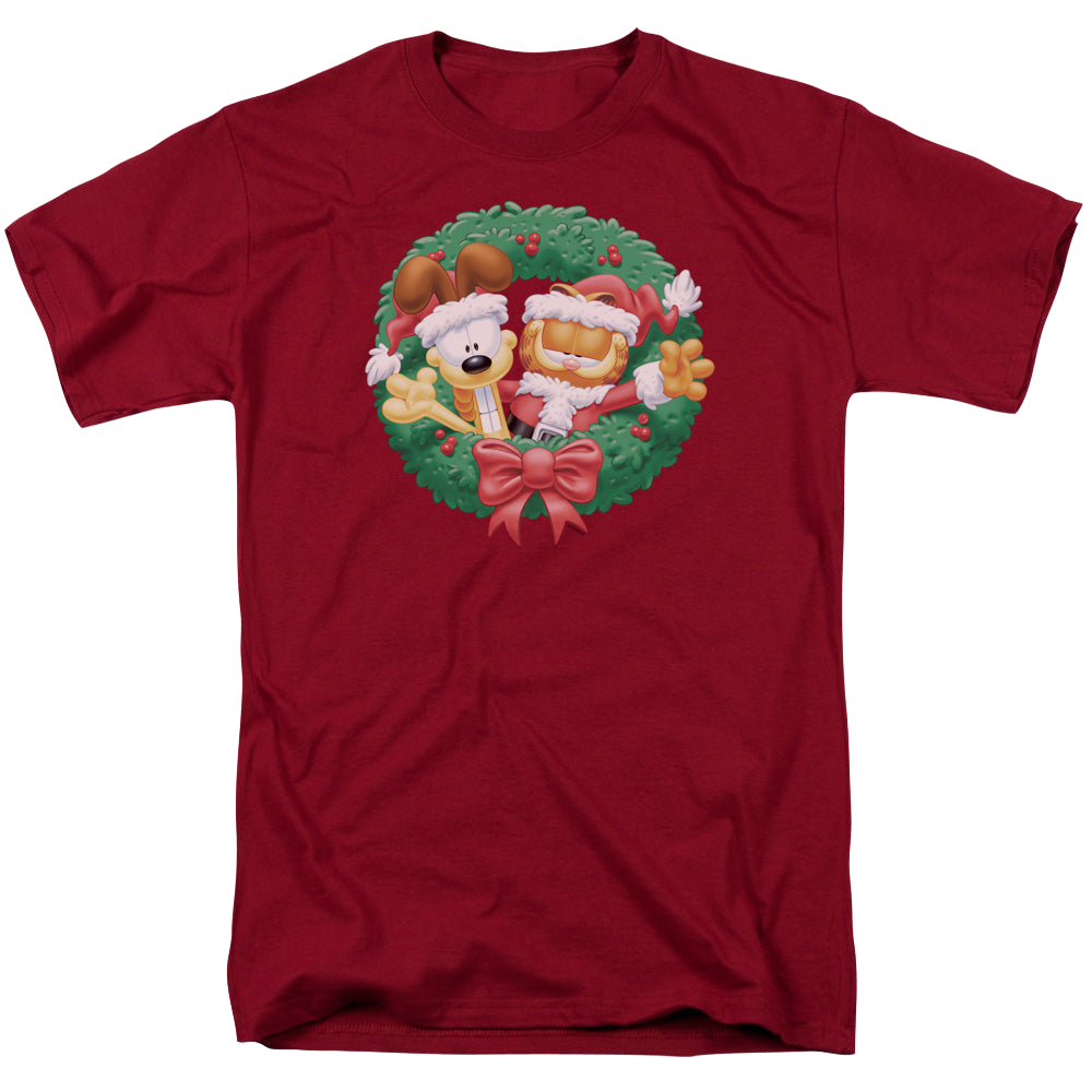 Garfield Christmas Wreath - Men's Regular Fit T-Shirt Men's Regular Fit T-Shirt Garfield   