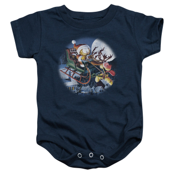 Navy baby bodysuit with Garfield Moonlight Ride graphic