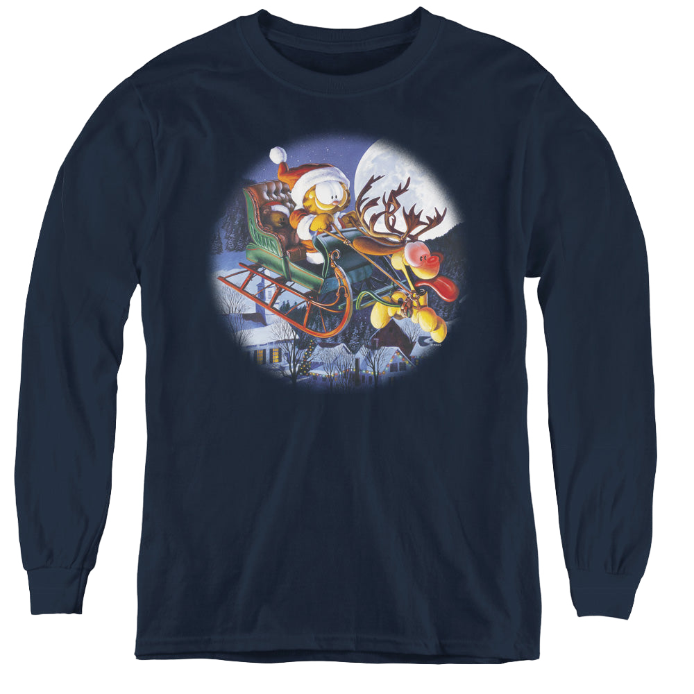 Garfield Moonlight Ride - Youth Long Sleeve T-Shirt Youth Long Sleeve T-Shirt Garfield   