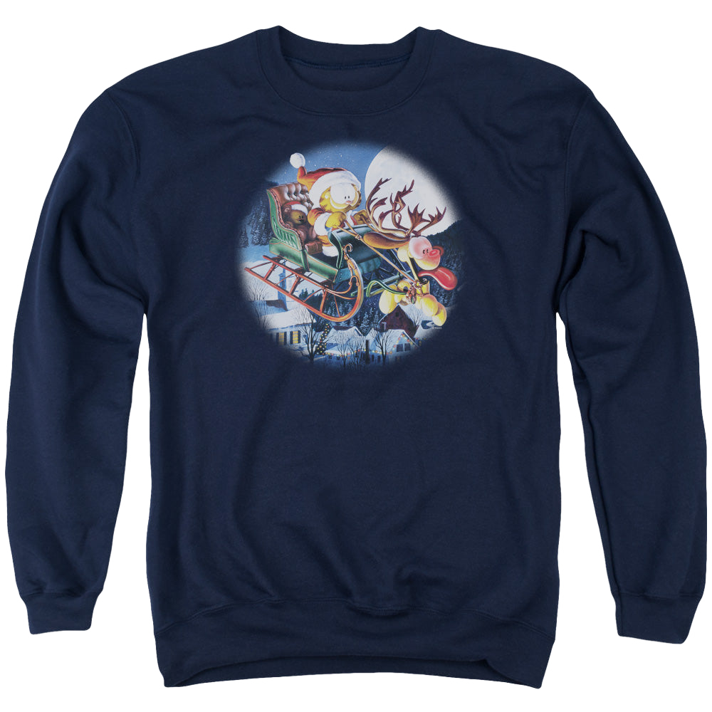 Garfield Moonlight Ride - Men's Crewneck Sweatshirt Men's Crewneck Sweatshirt Garfield   