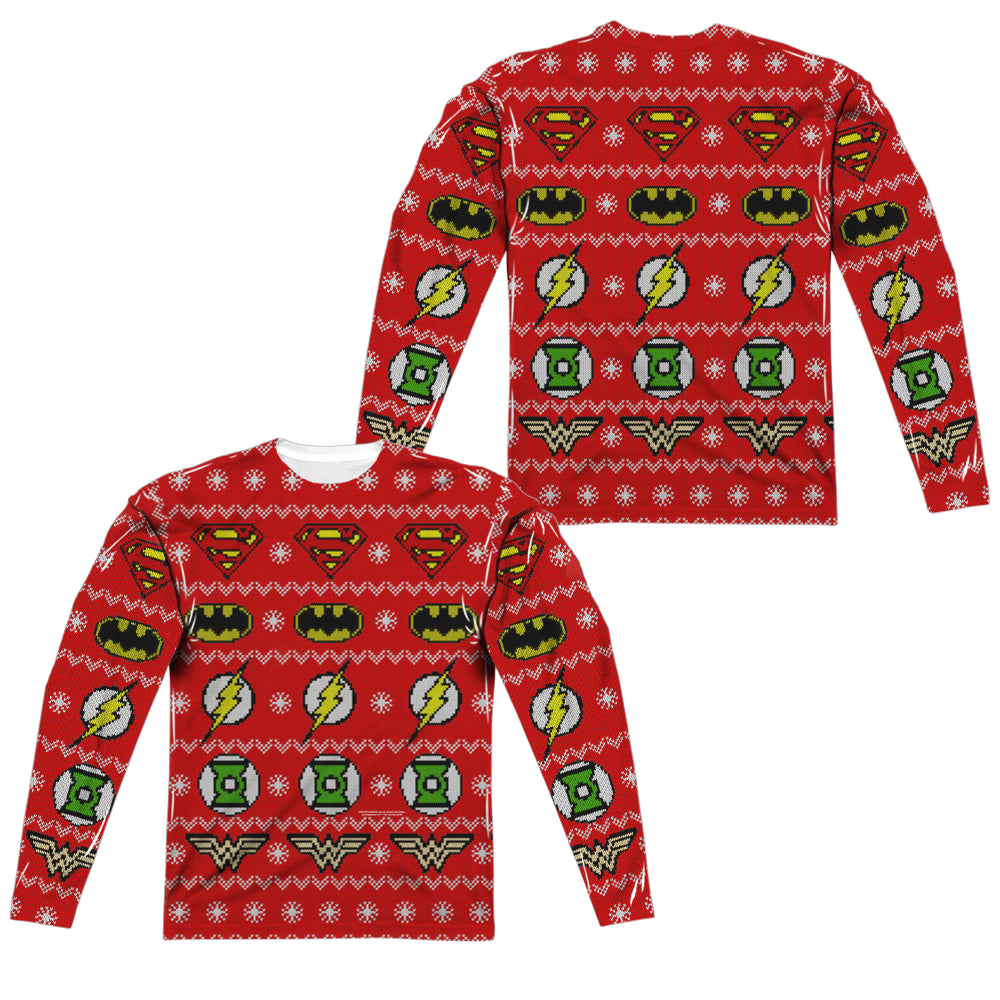 Justice League Sweater Of Justice (Front/Back Print) - Men's All-Over Print Long Sleeve Men's All-Over Print Long Sleeve Justice League   