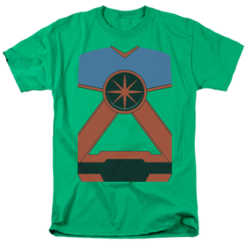 Kelly green men's regular fit t-shirt with Martian Manhunter Martian Mh graphic