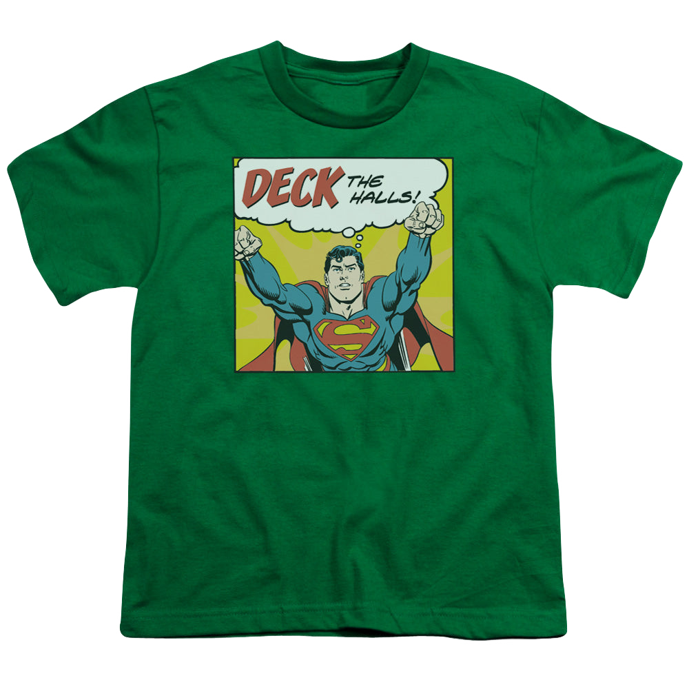 Superman Deck The Halls - Youth T-Shirt Youth T-Shirt (Ages 8-12) Superman   