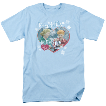 Light blue men's regular fit t-shirt with I Love Lucy The Best Present graphic