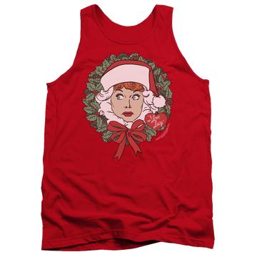 Red men's tank with I Love Lucy Wreath graphic