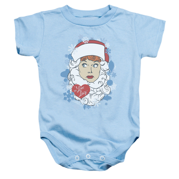Light blue baby bodysuit with I Love Lucy Beard Flakes graphic