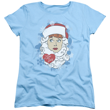 Light blue women's t-shirt with I Love Lucy Beard Flakes graphic
