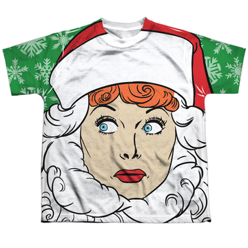 I Love Lucy Secret Santa youth all-over print t-shirt for ages 8 to 12