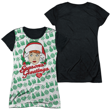 I Love Lucy Pattern juniors black back t-shirt