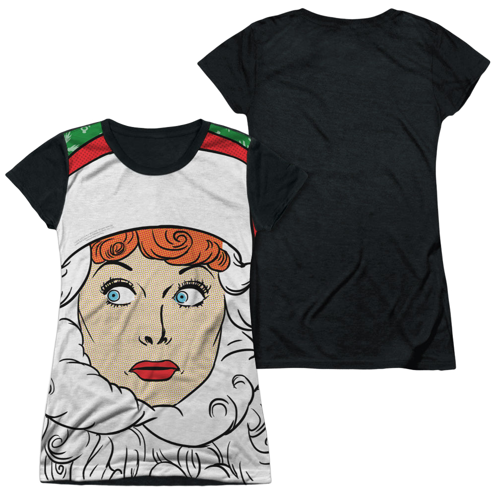 I Love Lucy Secret Santa - Juniors Black Back T-Shirt Juniors Black Back T-Shirt I Love Lucy   