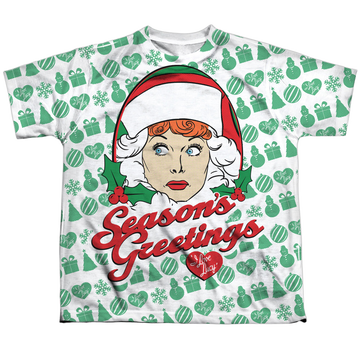 I Love Lucy Pattern youth all-over print t-shirt for ages 8 to 12