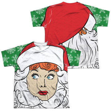 I Love Lucy Secret Santa youth all-over print t-shirt for ages 8 to 12