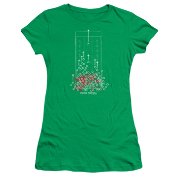 Kelly green juniors t-shirt with Zombies Zombie Football graphic