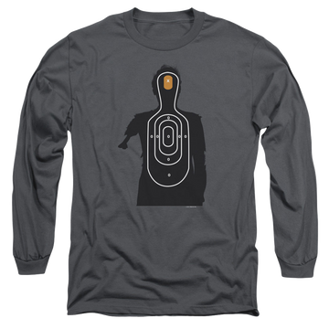 Charcoal men's long sleeve t-shirt with Zombies Zombie Target graphic