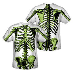 Zombies 8 Bit Skeleton (Front/Back Print) - Youth All-Over Print T-Shirt Youth All-Over Print T-Shirt (Ages 8-12) Zombies   