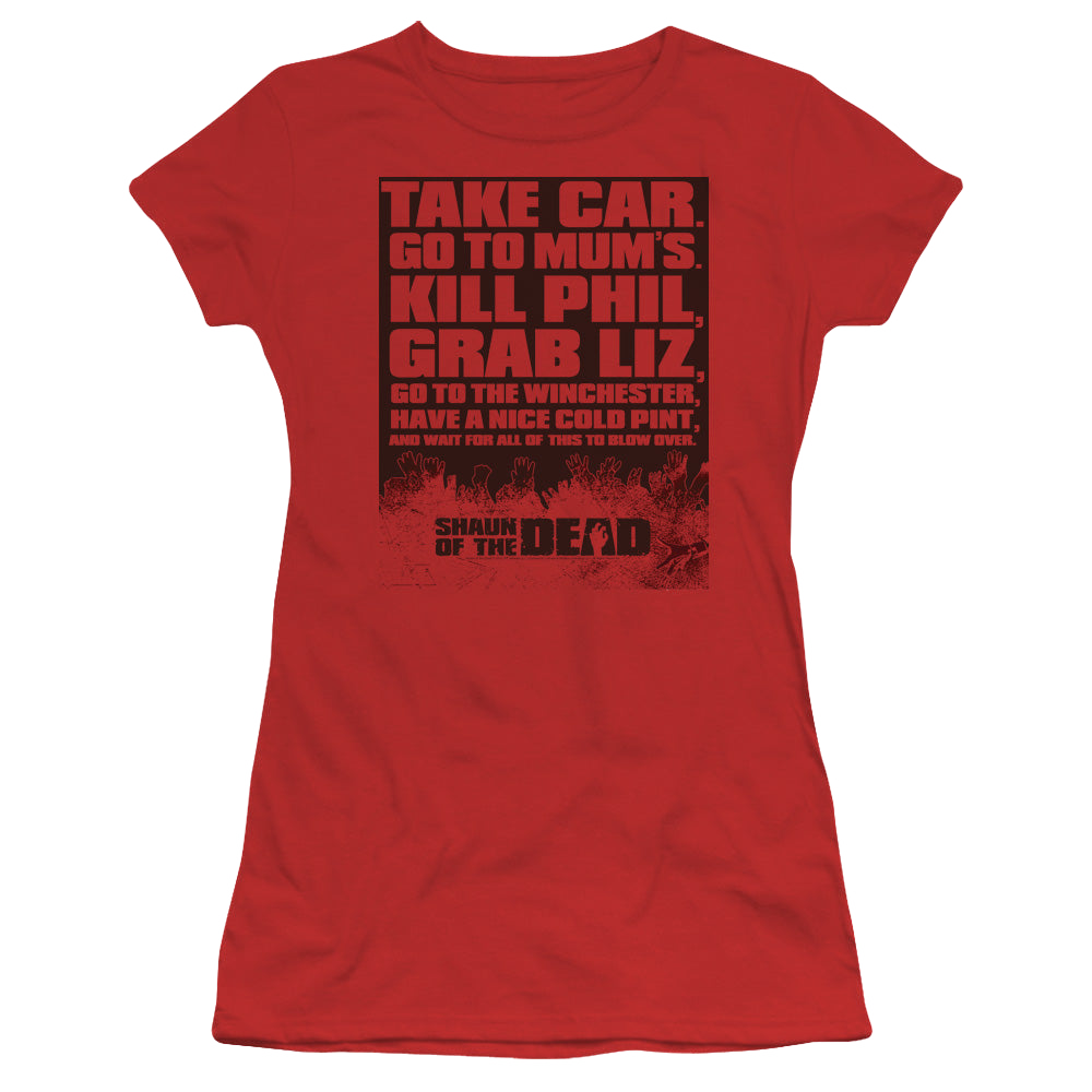 Shaun of the Dead List - Juniors T-Shirt Juniors T-Shirt Shaun of the Dead   