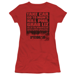 Shaun of the Dead List - Juniors T-Shirt Juniors T-Shirt Shaun of the Dead   