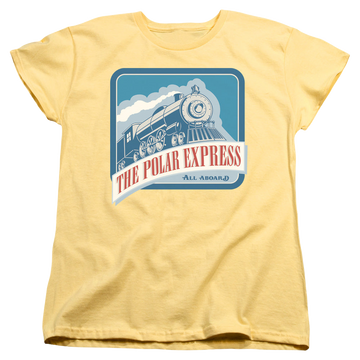 Banana women's t-shirt with Polar Express All Aboard graphic