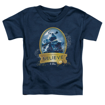 Navy kid's t-shirt for ages 4 to 7 with Polar Express True Believer graphic