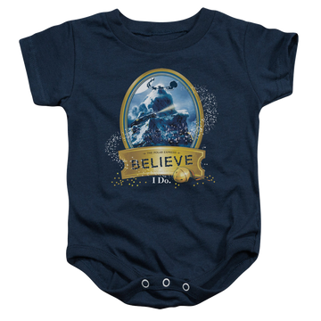 Navy baby bodysuit with Polar Express True Believer graphic