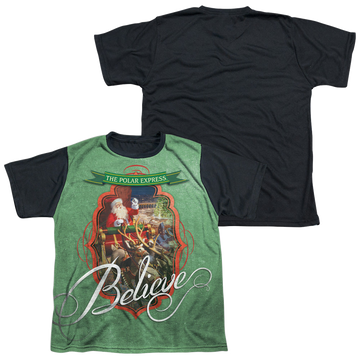 Polar Express Santa youth black back t-shirt for ages 8 to 12