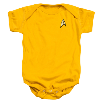 Gold baby bodysuit with Star Trek The Original Series Command Uniform graphic