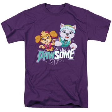 Purple men's regular fit t-shirt with Paw Patrol Pawsome Skye & Everest graphic