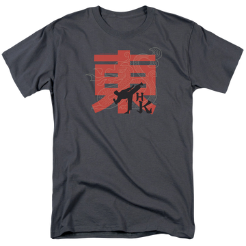 Charcoal men's regular fit t-shirt with Hai Karate Hk Kick graphic