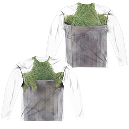 Sesame Street Oscar Costume (Front/Back Print) - Men's All-Over Print Long Sleeve Men's All-Over Print Long Sleeve Sesame Street