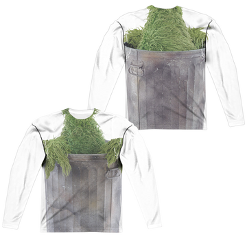Sesame Street Oscar Costume (Front/Back Print) - Men's All-Over Print Long Sleeve Men's All-Over Print Long Sleeve Sesame Street