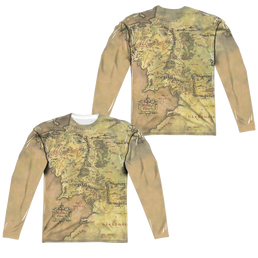 Lord of the Rings Trilogy, The Middle Earth Map (Front/Back Print) - Men's All-Over Print Long Sleeve Men's All-Over Print Long Sleeve Lord of the Rings Trilogy, The