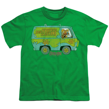 Gold kid's t-shirt for ages 4 to 7 with Scooby Doo The Mystery Machine graphic