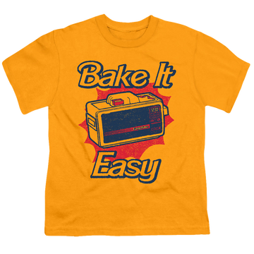 Gold kid's t-shirt for ages 4 to 7 with Hasbro Bake It Easy graphic