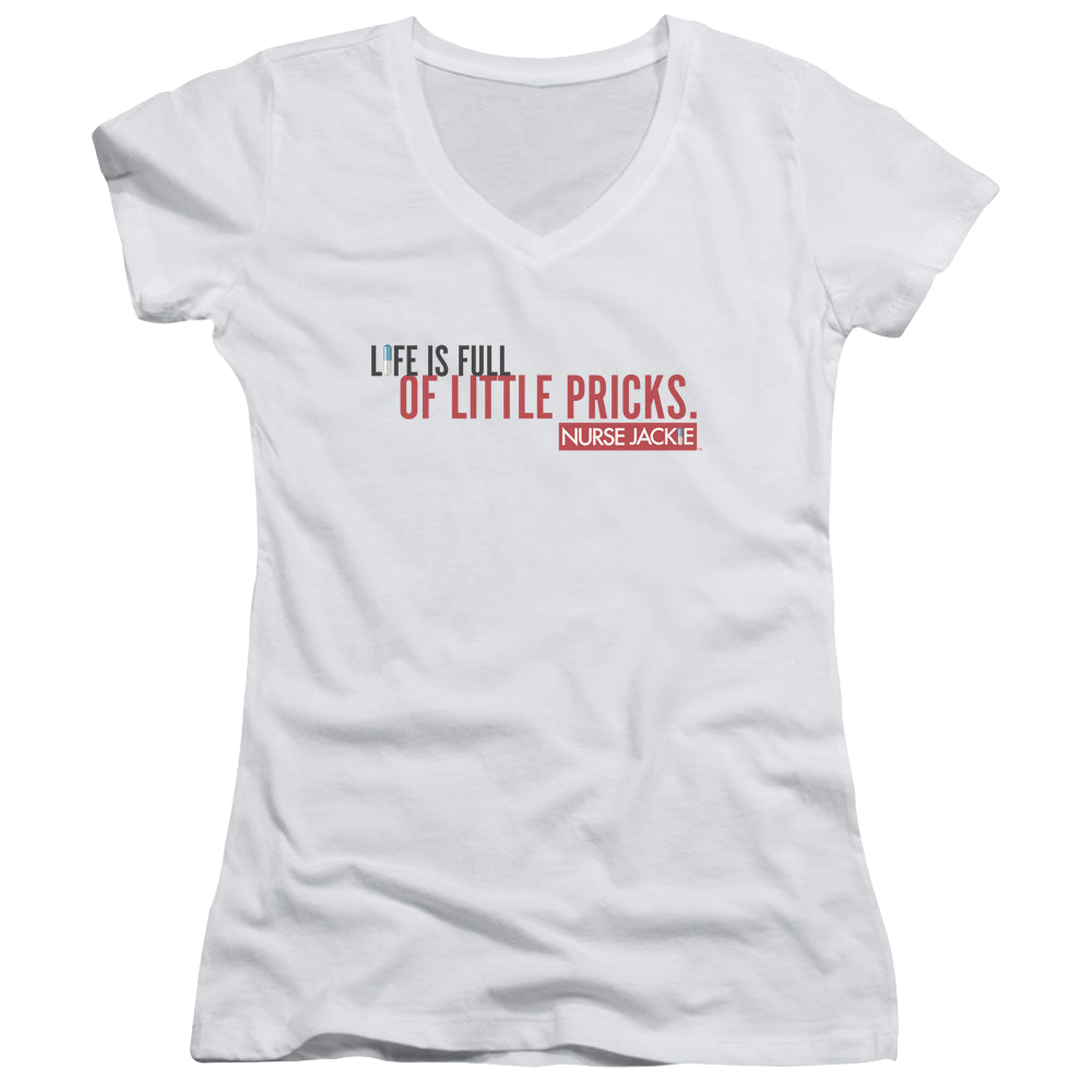Nurse Jackie Life Is Full - Juniors V-Neck T-Shirt Juniors V-Neck T-Shirt Nurse Jackie