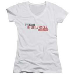 Nurse Jackie Life Is Full - Juniors V-Neck T-Shirt Juniors V-Neck T-Shirt Nurse Jackie