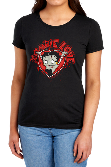 Black women's t-shirt with Betty Boop Heart You Forever graphic