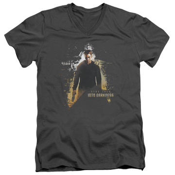 Charcoal men's v-neck t-shirt with Star Trek Movies Dark Hero graphic