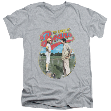 Athletic heather men's v-neck t-shirt with The Bad News Bears Vintage graphic