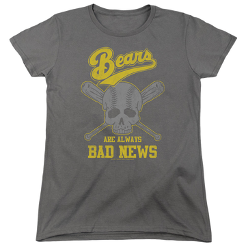 Charcoal women's t-shirt with The Bad News Bears Always Bad News graphic