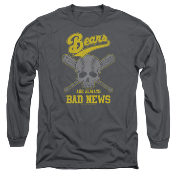 Charcoal men's long sleeve t-shirt with The Bad News Bears Always Bad News graphic